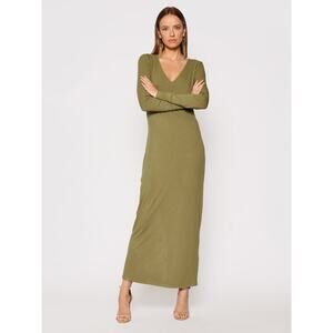 SAMSOE SAMSOE Patty Moss Green Long Sleeve Ribbed Maxi Dress US SMALL
